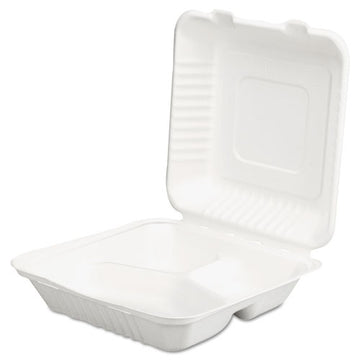 SCT® Champware Molded-fiber Clamshell Containers, 9 X 9 X 3, White, 200-carton freeshipping - TVN Wholesale